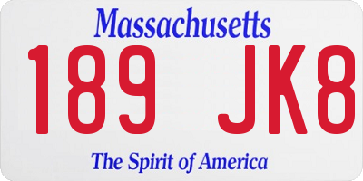 MA license plate 189JK8