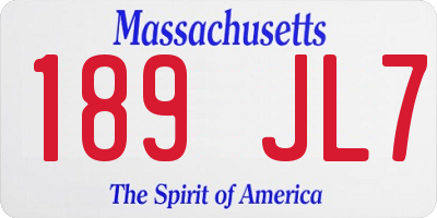 MA license plate 189JL7