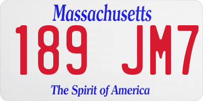 MA license plate 189JM7
