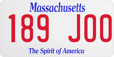 MA license plate 189JO0