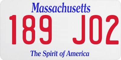 MA license plate 189JO2