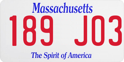 MA license plate 189JO3