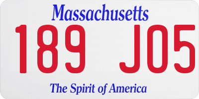 MA license plate 189JO5