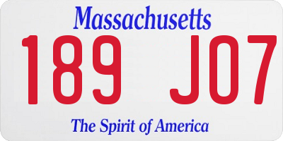 MA license plate 189JO7