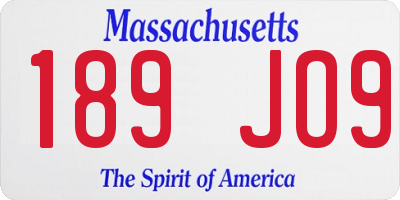 MA license plate 189JO9
