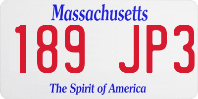 MA license plate 189JP3