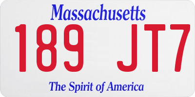 MA license plate 189JT7