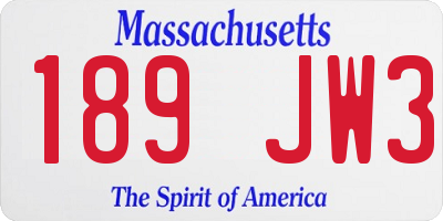 MA license plate 189JW3