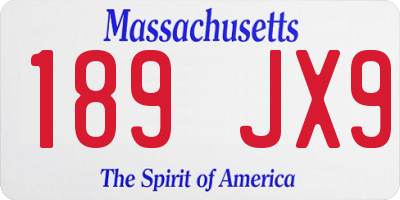 MA license plate 189JX9