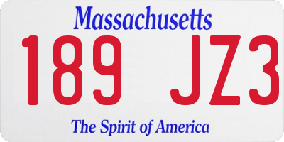 MA license plate 189JZ3