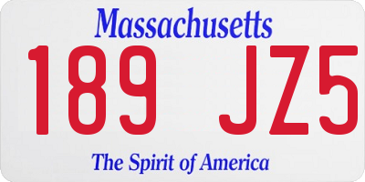 MA license plate 189JZ5