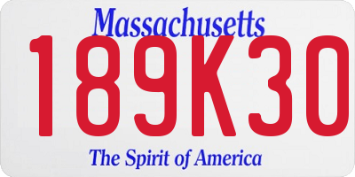 MA license plate 189K30