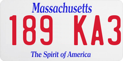 MA license plate 189KA3