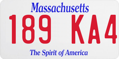 MA license plate 189KA4