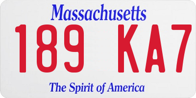 MA license plate 189KA7