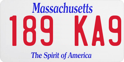 MA license plate 189KA9
