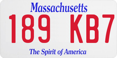 MA license plate 189KB7