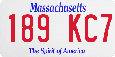 MA license plate 189KC7