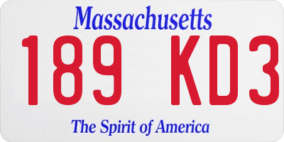 MA license plate 189KD3