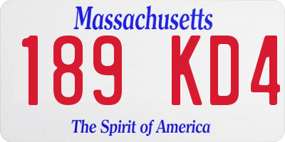 MA license plate 189KD4