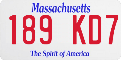 MA license plate 189KD7