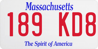 MA license plate 189KD8