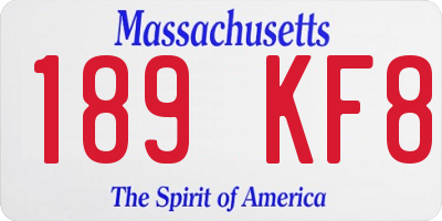 MA license plate 189KF8