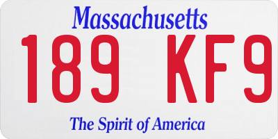 MA license plate 189KF9
