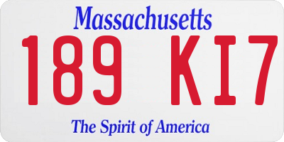 MA license plate 189KI7