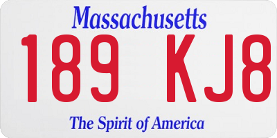 MA license plate 189KJ8
