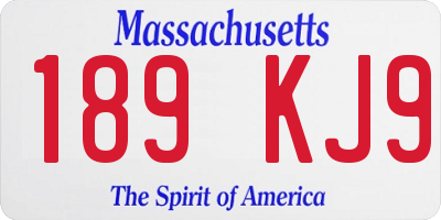 MA license plate 189KJ9