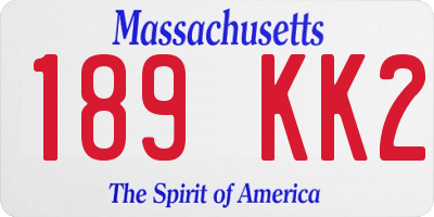 MA license plate 189KK2
