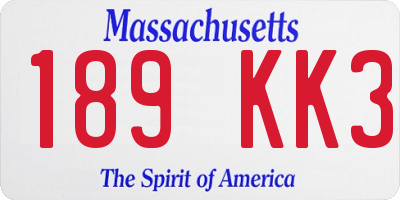 MA license plate 189KK3