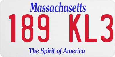 MA license plate 189KL3