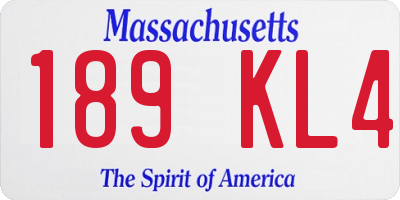 MA license plate 189KL4