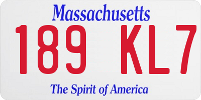 MA license plate 189KL7