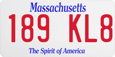 MA license plate 189KL8