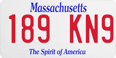 MA license plate 189KN9