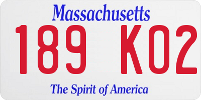 MA license plate 189KO2