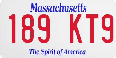 MA license plate 189KT9