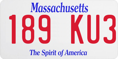 MA license plate 189KU3