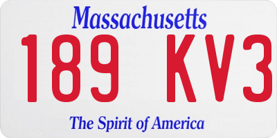 MA license plate 189KV3