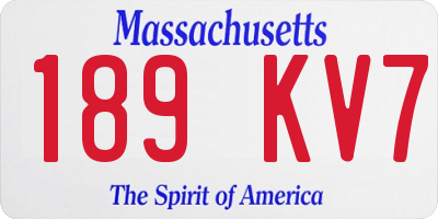 MA license plate 189KV7