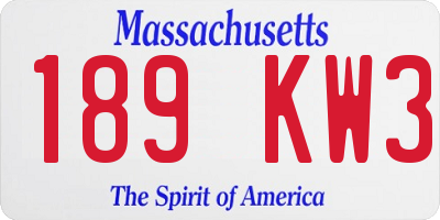 MA license plate 189KW3