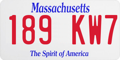 MA license plate 189KW7