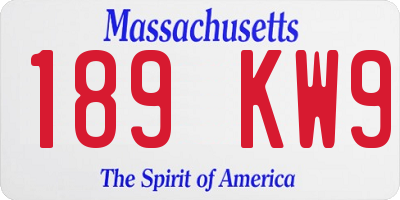 MA license plate 189KW9