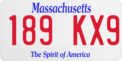 MA license plate 189KX9