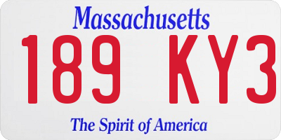 MA license plate 189KY3