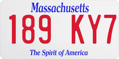 MA license plate 189KY7