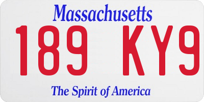 MA license plate 189KY9